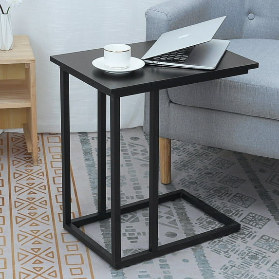 22'' C Table Sofa Side End Table for Living Room Bedroom Small Metal Side Table Black End Table for Laptop Snacks