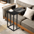 thumbnail image 1 of 22'' C Table Sofa Side End Table for Living Room Bedroom Small Metal Side Table Wood Grain Black End Table for Laptop Snacks, 1 of 7
