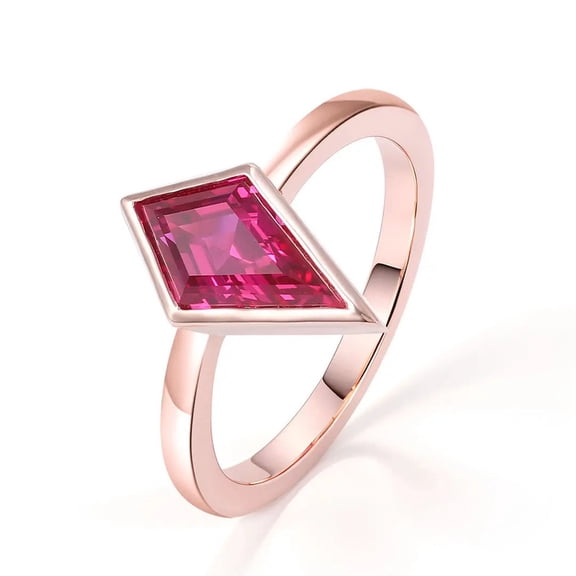 22 CT Kite-Cut Lab-Created Ruby Bezel-Setting Solitaire Engagement Ring in 925 Sterling Silver – Elegant Wedding Party Gift for Her