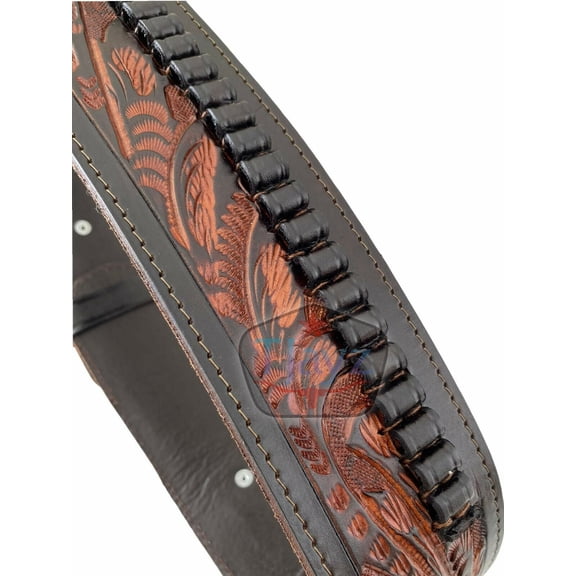 22 Caliber High Rider Tooled Leather Cartridge Belt