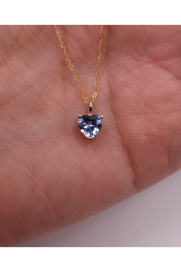 22 Carat Natural Heart Cut Aquamarine Gold Plated Jewelry Sterling Silver Pendant Necklace Romantic Gift For Loved one