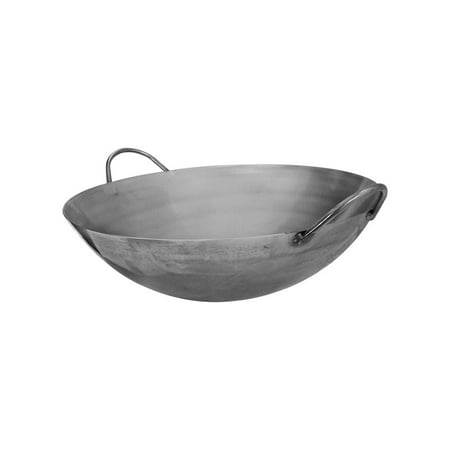 22" Carbon Steel Cantonese Style Wok Pan Gourmet Chef Frying Pan, Double Handle