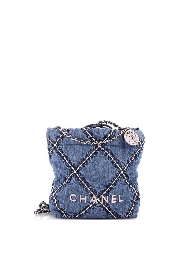 22 Chain Hobo Quilted Stitched Denim Mini By Rebag