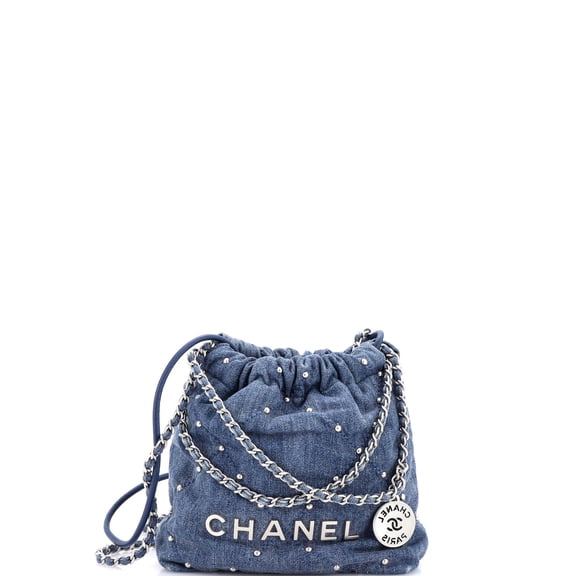 22 Chain Hobo Quilted Studded Denim Mini By Rebag