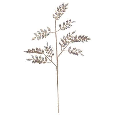 22" Champagne Glitter & Iridescent Jewel Leaf Stem by Ashland - Holiday Floral for Christmas Crafts and Home Decor
