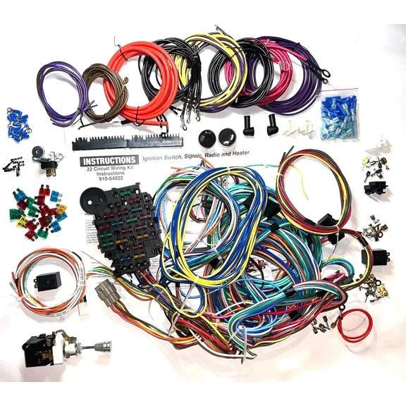 22 Circuit Wiring Harness Street Hot Rat Rod Custom Wire Kit XL WIRES Universal