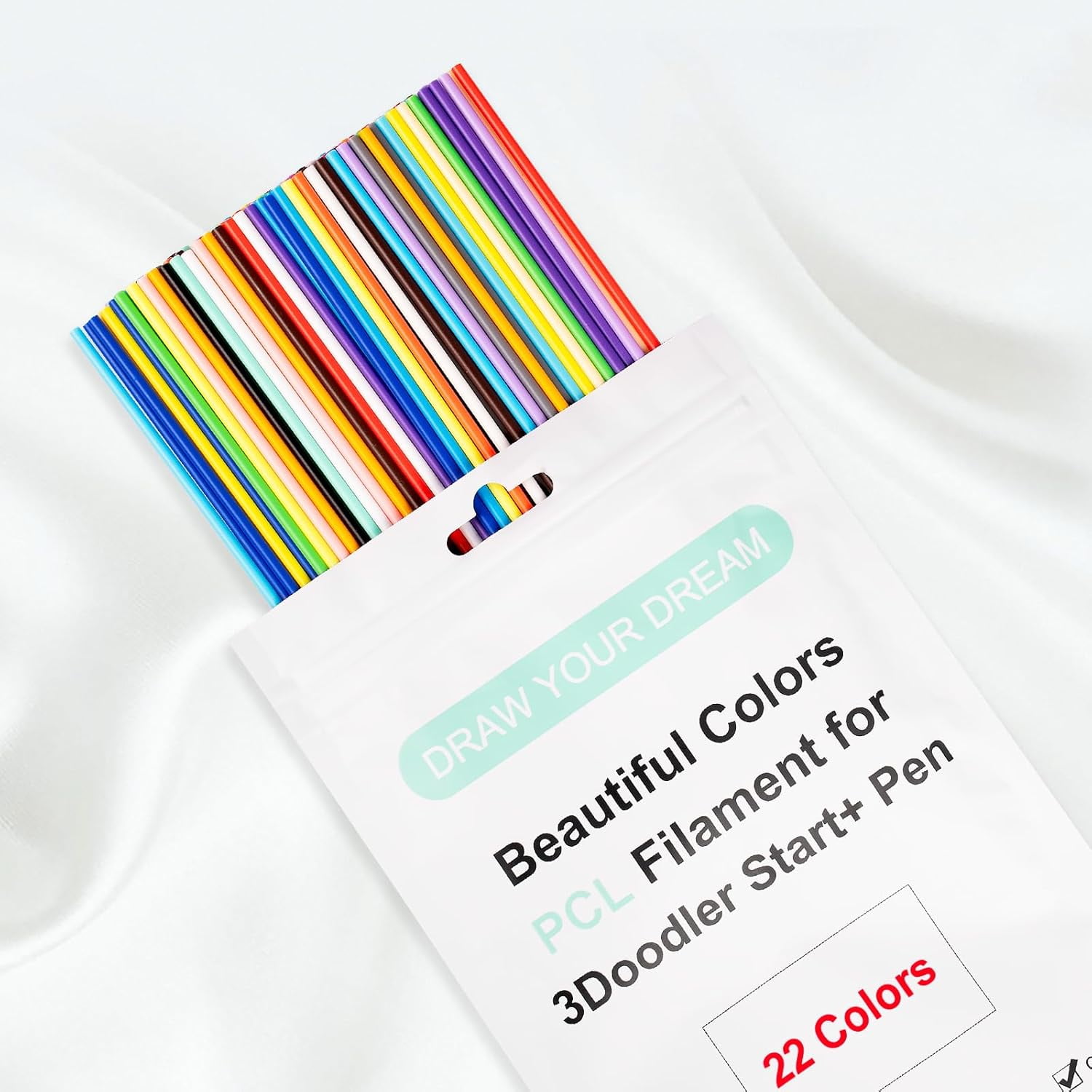 22 Colors 3D Doodler Pen Refills Only Fit for Start+ 3D Pen Low Printing Temperature PCL Filament Start Refills Packs Each Color 15.2 cm x 5 pcs Total 110 pcs
