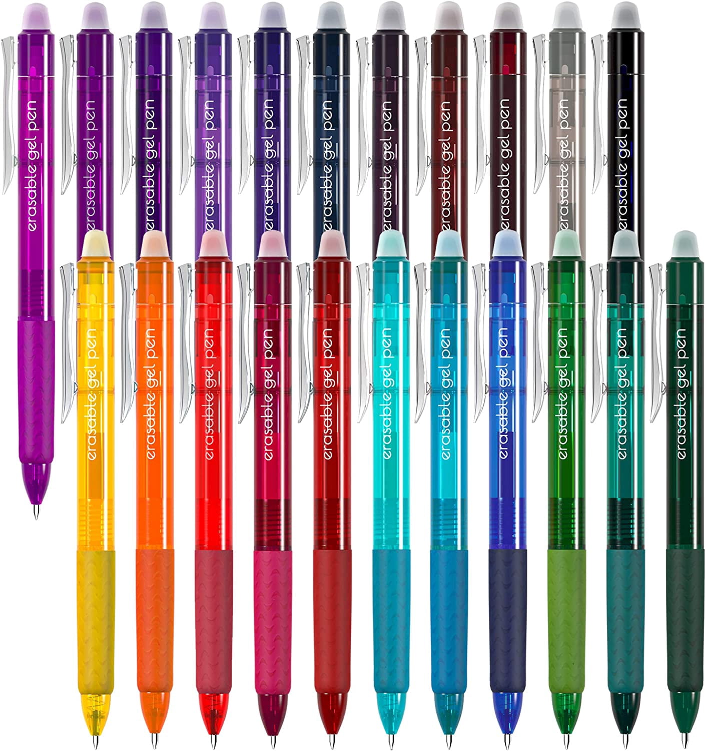 22 Colors Retractable Erasable Gel Pens Clicker, Fine Point(0.7), Make Mistakes Disappear, Premium Comfort Grip for Drawing Writing Planner and Crossword Puzzles