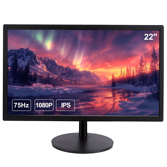 22" Computer Monitor, 75Hz IPS PC Gaming Monitor with 99% sRGB, 1080P FHD Desktop Display, Bluelight Filter, HD-MI & VGA Port, Support VESA Wall Mounting, for Work Office Home