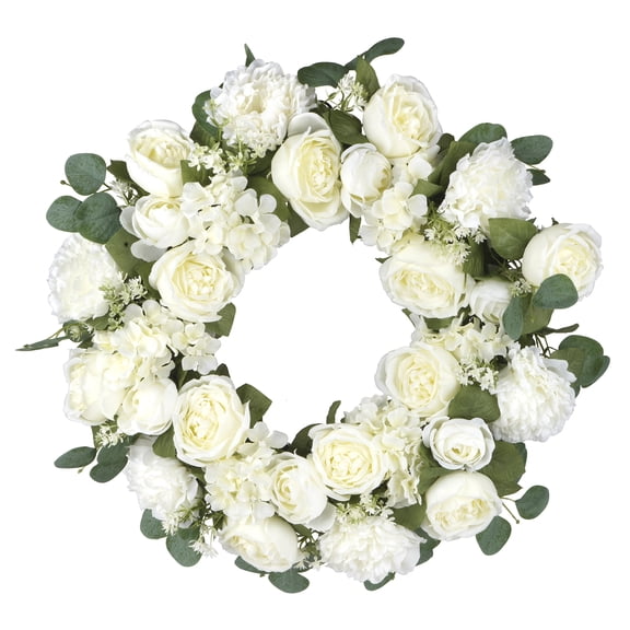 22" Cream Peony & Hydrangea Mix Wreath by Ashland - Spring Floral for Crafting and Home Decor