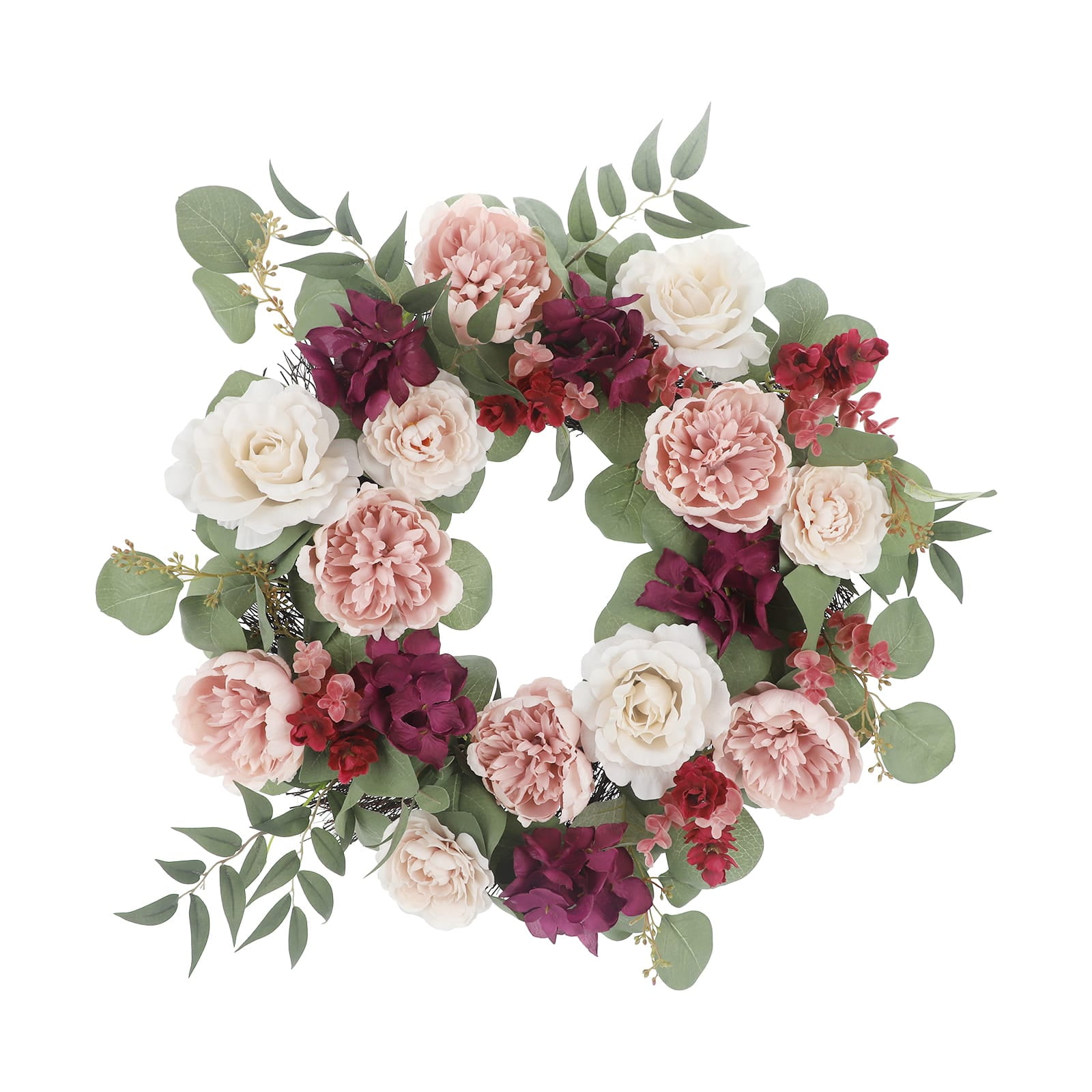 22”; Cream, Pink & Burgundy Peony Wreath by Ashland®, Fall Décor ...