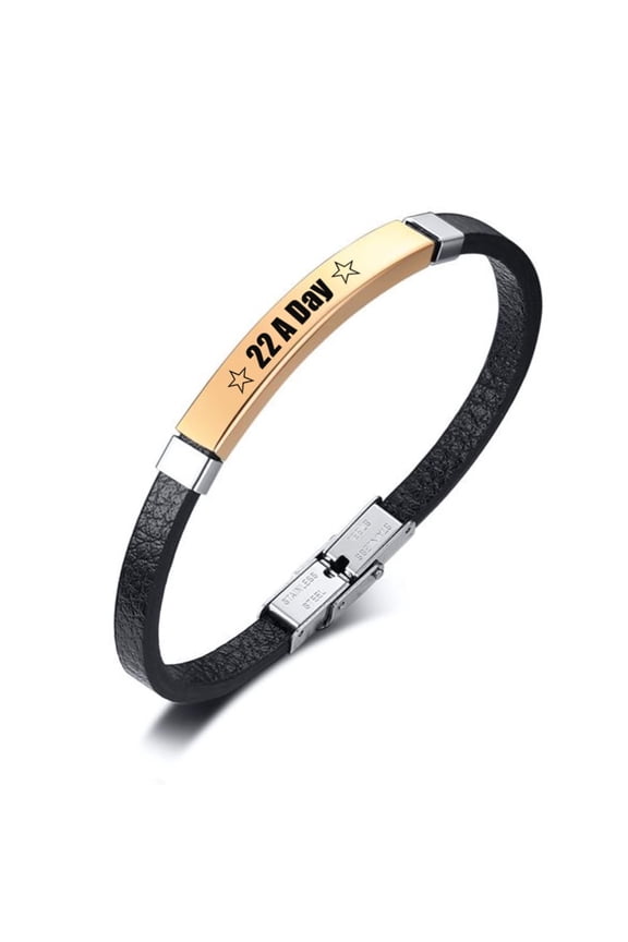 22 A Day Bracelet for Men,Military Veterans Leather Bracelets Memorial Gift Army Navy Airforce Firefighter Jewelry for Independence Day,Support,PTSD Awareness