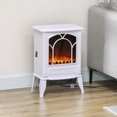 thumbnail image 1 of 22" Electric Fireplace Stove, 750W/1500W Freestanding Fireplace Heater with Realistic Flame Effect and Overheat Safety Protection, Multifunctional Mantel Fireplace for Living Room, White, 1 of 7