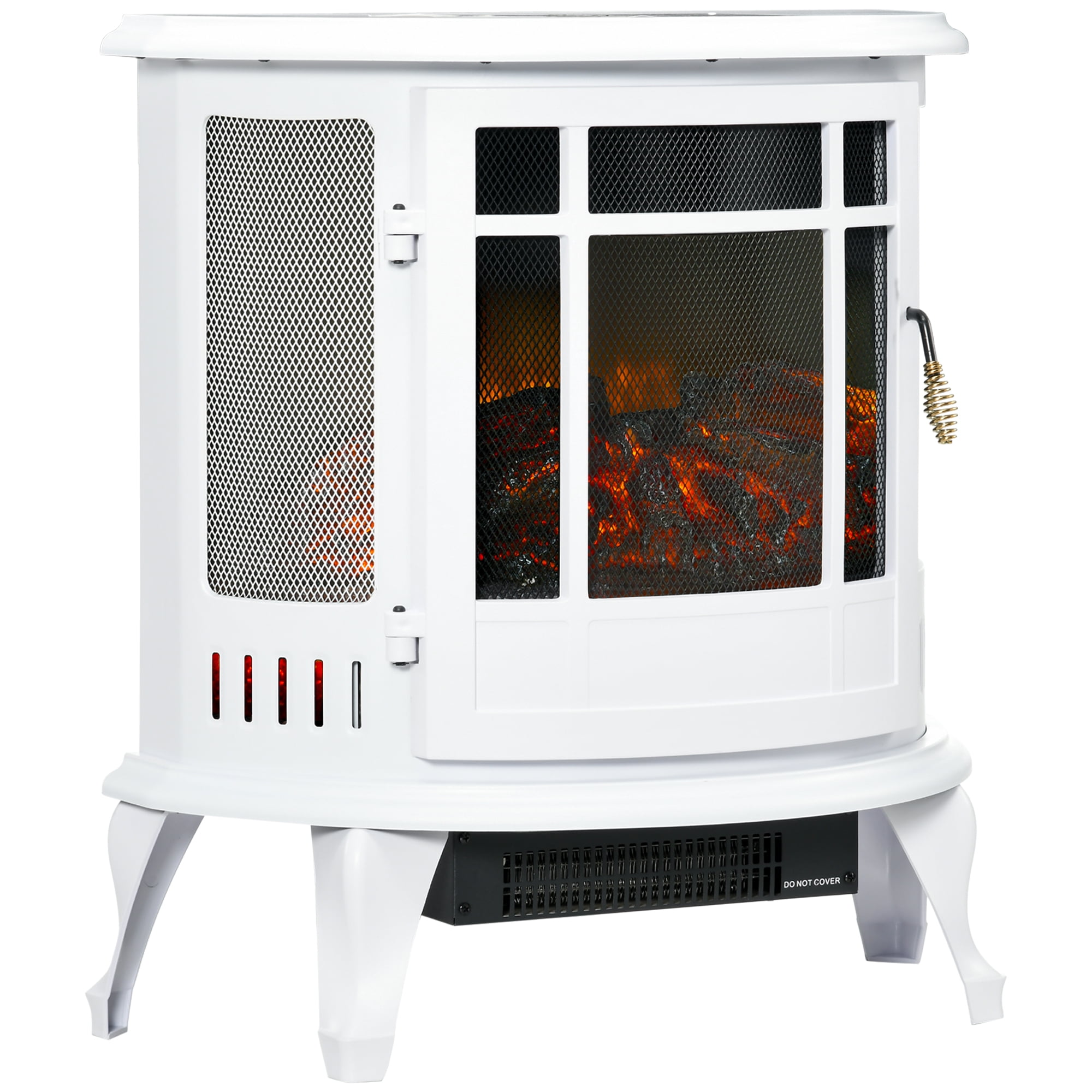 22" Electric Fireplace Stove Heater White Realistic LED Flames
