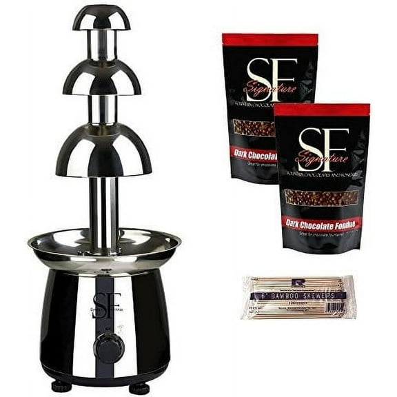 22" Entertainer Home Stainless Steel Chocolate Fountain with Chocolate (3.5 Lbs.)