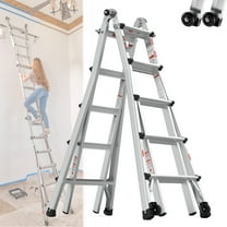 22 FT Little Giant Ladder, 5-in-1 Aluminum Multi Position Ladder with Wheels, 5 Step Folding Telescoping Ladder, Tall Ladders for Home Ceilings, Indoor Outdoor Professional Use, 330lb Load