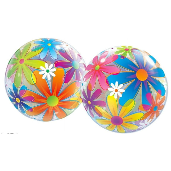 22" Fanciful Flowers Bubble (Round) Qualatex Balloons, Set of 2