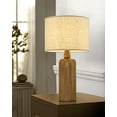 thumbnail image 1 of 22" Farmhouse Table Lamp with  Honey Natural Wood Base Classic Beige Fabric Drum Shade Bedside Lamp Traditional Desk Lamp for Home Office Foyer Living Room, 1 of 6