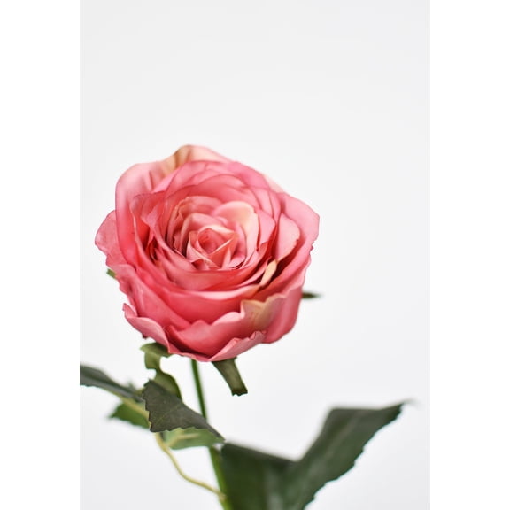 22" Faux Large Rose Bud Stem Cerise / Pink