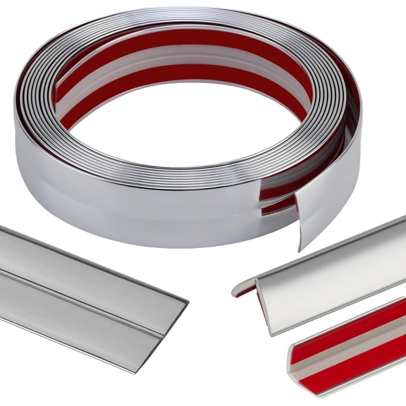 22 Feet Flexible Inside & Outside Corner Trim Molding, Peel and Stick Molding Trim for Walls, Corner Trim molding, Wall Corner Protector (Silver, Width 0.8 in)