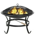 22"Fire Pit Black Steel Portable Wood Burning Mesh Spark Outdoor Stove