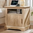 thumbnail image 1 of 22" Fluted Nightstand with Charging Station, Large Modern End Table, Wood Side Table w/Open Shelf & Spacious Tabletop, Bedside Table with Storage Space for Bedroom, Living Room-Natural, 1 of 6