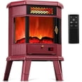 thumbnail image 1 of 22 in Freestanding Fireplace Stove Infrared Fireplace RealSmart with 3D Flame Effect Remote Control, Timer, Overheating Protection Heater for Indoor Use Black (Christmas Red), 1 of 7