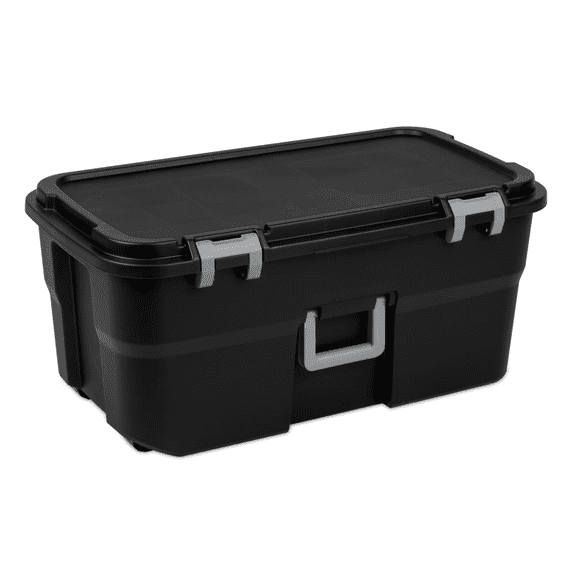 22 Gallon Heavy Duty Wheeled Footlocker Storage Trunk, Lockable, Black