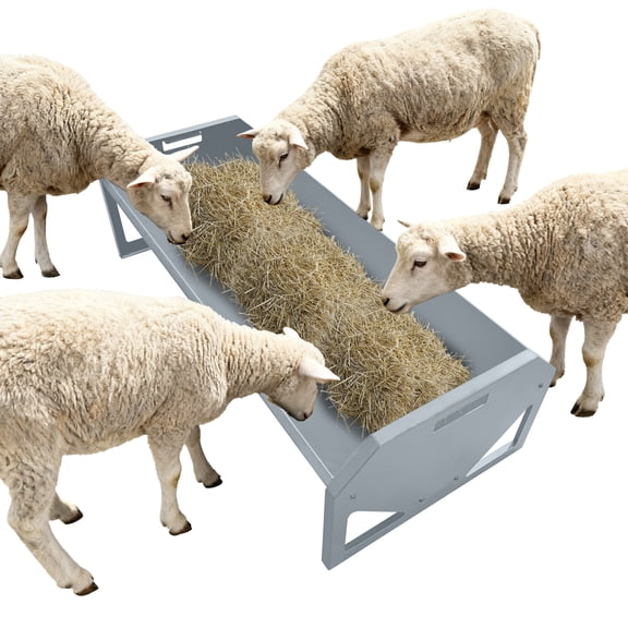 22 Gallon Livestock Feeding Trough, 45.13" Heavy Duty Steel Hay & Water Feeder for Horse, Sheep, Cattle, Hog in Farm Sheds & Pens