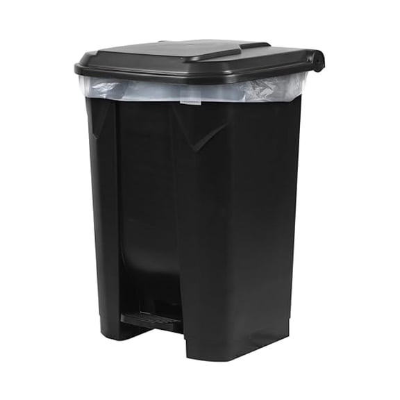 22 Gallon Step-On Trash Can/Container, Plastic Dustbin with Lid and Foot Pedal, Hands-Free Disposal, Black