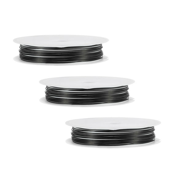 Uxcell 22 Gauge Copper Wire 0.6mm Dia Black Resistant Beading Wires Pendant Making Art Craft 4.5M 3 Rolls