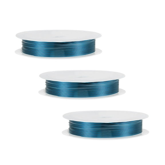 Uxcell 22 Gauge Copper Wire 0.6mm Dia Blue Resistant Beading Wires Pendant Making Art Craft 4.5M 3 Rolls