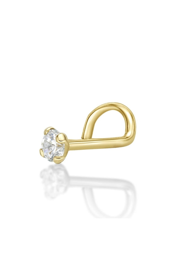 22 Gauge Curved 14K Yellow Gold 0.05 Carat Diamond Nose Ring