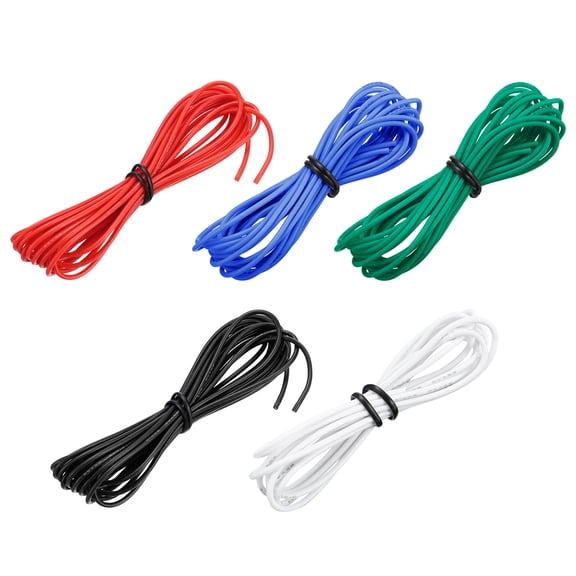 22 Gauge Silicone Wire 22AWG Stranded Wire Tinned Copper Wire High Temp Wire 5 Color 1.5m/4.92ft 5pcs