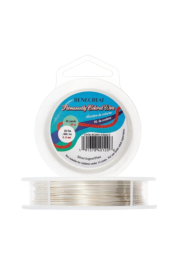 22 Gauge Silver Jewelry Wire Resistant Copper Wire Beading Making Wire for Bracelet Necklace Jewelry Making 66 Feet/22 Yard Silver 1roll