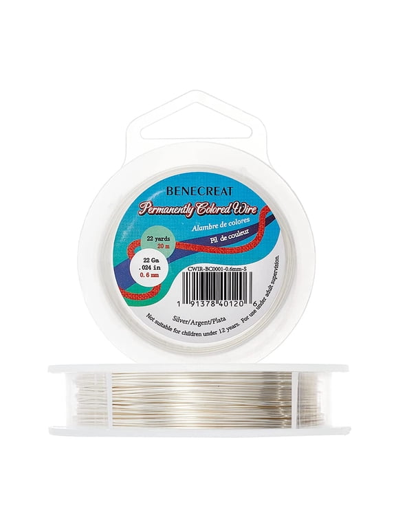 22 Gauge Silver Jewelry Wire Resistant Copper Wire Beading Making Wire for Bracelet Necklace Jewelry Making 66 Feet/22 Yard Silver 1roll