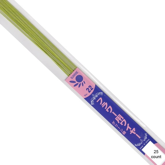 22 Gauge Spring Green Paper Covered floral Wire - 14 inches long - pack of 25