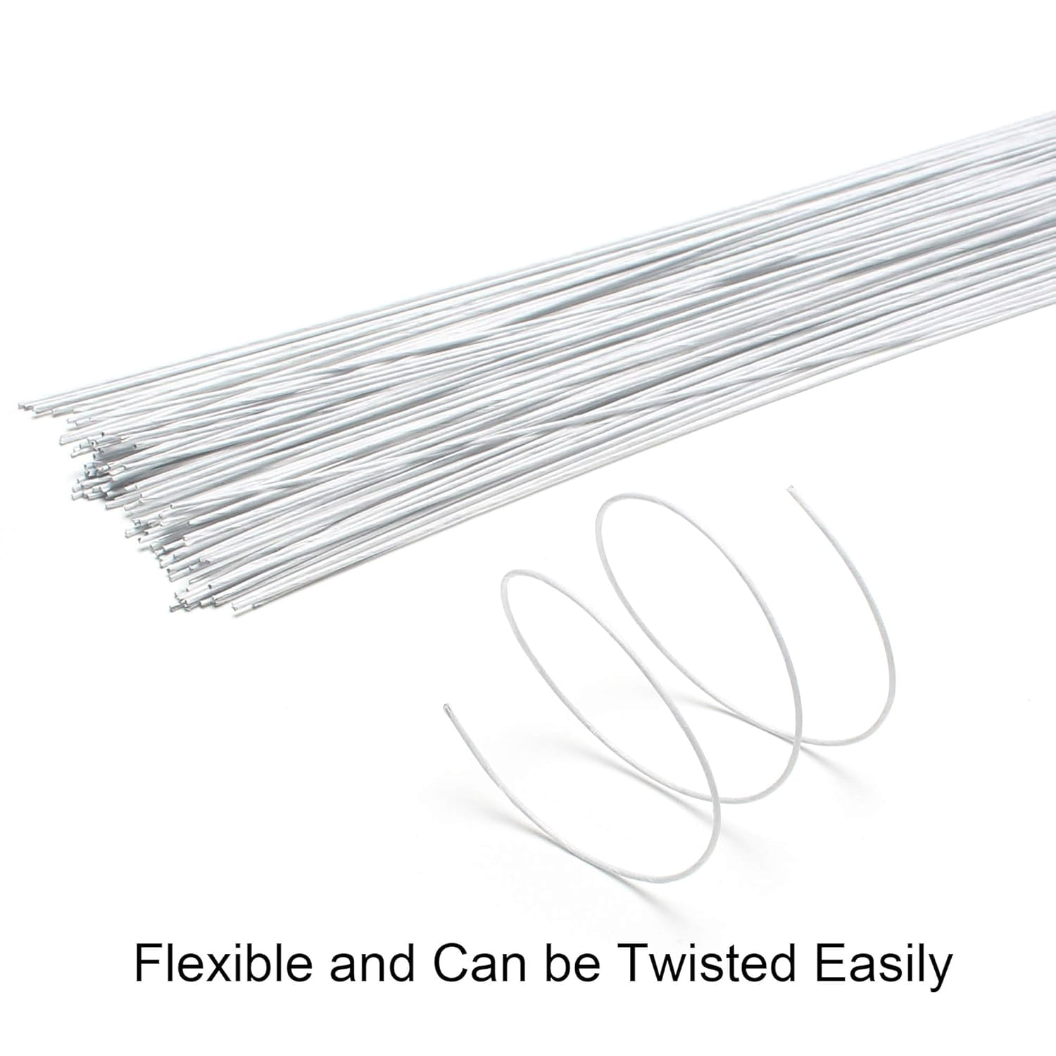 ZOENHOU 500 PCS 14 Gauge Green Floral Stem Wire - 16 Inch, Paper Wrapped Wire For DIY Flowers & Crafts