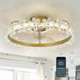thumbnail image 1 of 22'' Gold Crystal Ceiling Fan with Lights and Remote Control,Dimmable LED and Reversible Motor,Crystal Flower Fandelier Ceiling Fan with Light for Kids Room/Daughter's Room/Girls Bedroom, 1 of 9