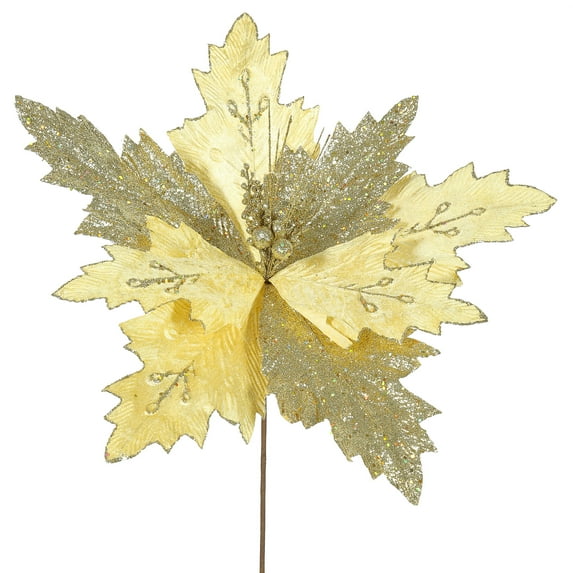 22" Gold Poinsettia, 21" Flower, 6/Bag