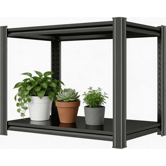 22" H x 16" W x 10" D Garage Shelving Heavy Duty Metal Shelving 1200LBS Storage Shelves Adjustable Metal Shelves for Storage Industrial Garage Shelf for Warehouse Basement 2-Tier Black