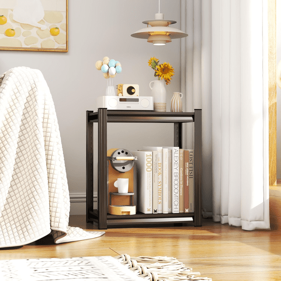 22" H x 20" W x 14" D Garage Shelving Heavy Duty Metal Shelving 1200LBS Storage Shelves Adjustable Metal Shelves for Storage Industrial Garage Shelf for Warehouse Basement 2-Tier Black