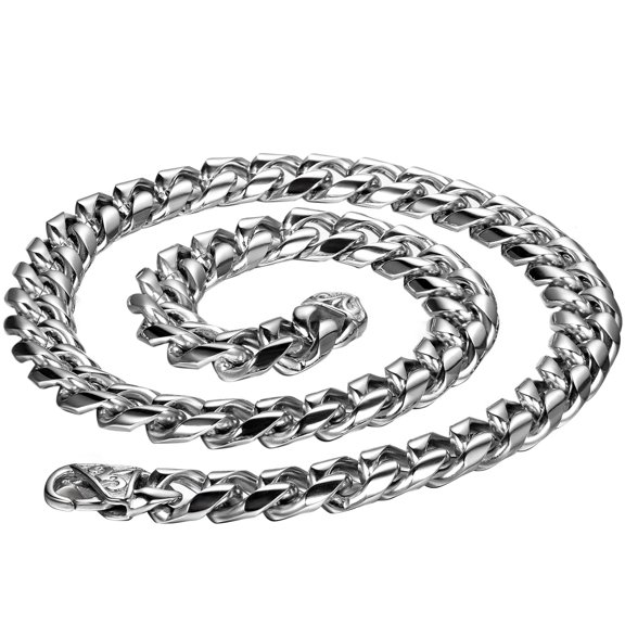 22'' Heavy Men's Curb Cuban Link Chain Necklace Stainless Steel Motorcycle Biker