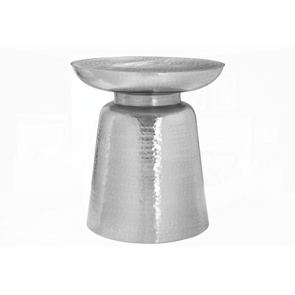 22" High Chrome Metal Accent Table, Bell-Shaped Base, Suitable for Living & Bedroom