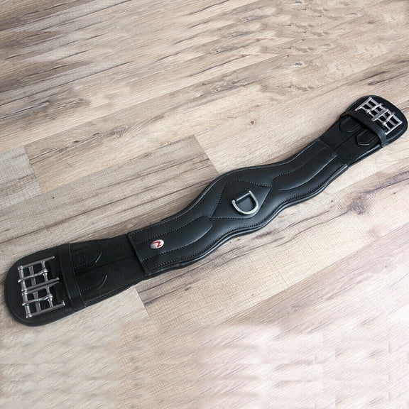 22" Horze Smooth Soft Leather Elastic Both End Dressage Horse Cinch Girth Black