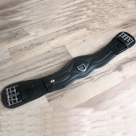 22" Horze Smooth Soft Leather Elastic Both End Dressage Horse Cinch Girth Black