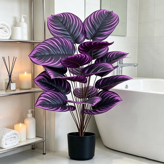 22 In Artificial Violet Flower Cutting, Purple Faux Floral Stem for Living Room Floor Standing Vase Arrangement, Low Maintenance Indoor Greenery