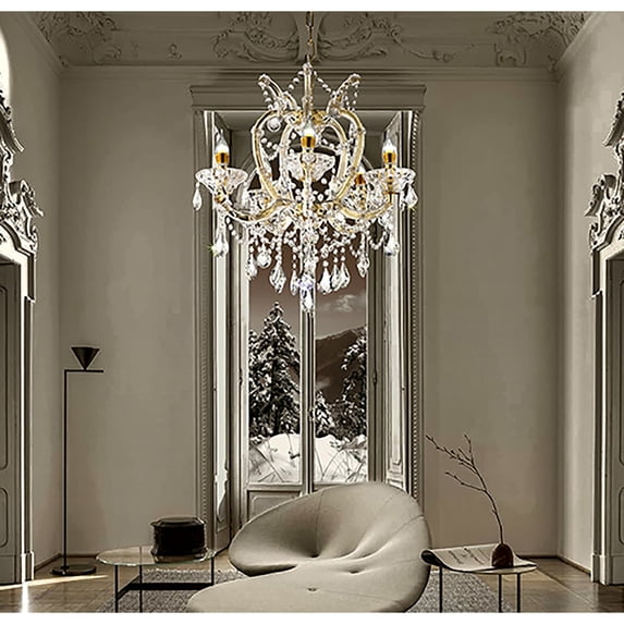 22 In. Bella Petite Gold Crystal 5 Light Chandelier - n