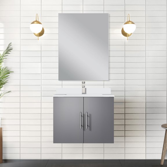22 In. H Dark Grey Bath Vanity With Cultured Marble Countertop, Included Faucet And 18 Mirror - Long-lasting Scratch Stain Protected For Prolonged Use 24 W X D Included, To Scratches Stains