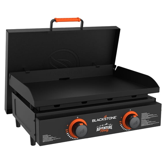 22 Inch 2-Burner Flat Top Grill with Cover, Black